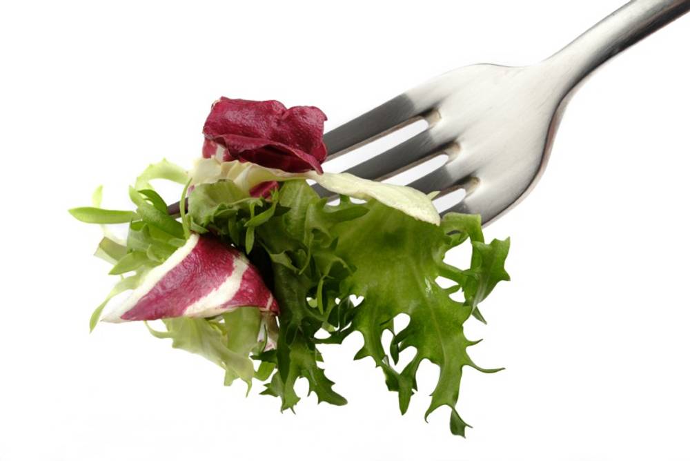 Salat auf der Gabel