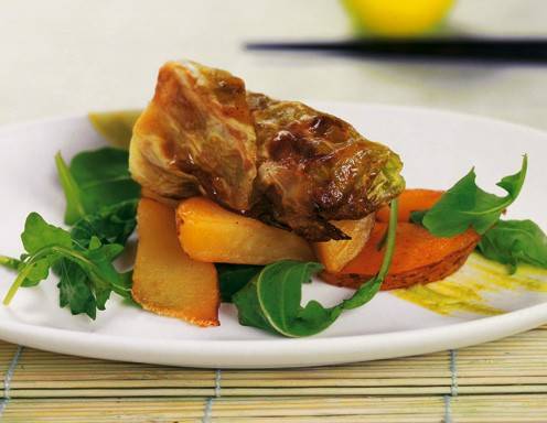 Thunfisch-Kraut-Röllchen mit Rucola-Kartoffeln Rezept - ichkoche.de Thunfisch-Kraut-Röllchen mit Rucola-Kartoffeln Rezept - ichkoche.de