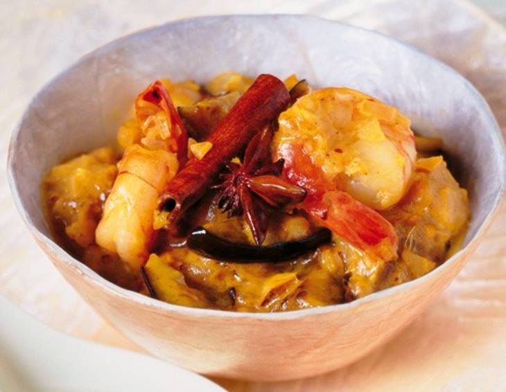 Auberginen-Curry mit Garnelen Auberginen-Curry mit Garnelen