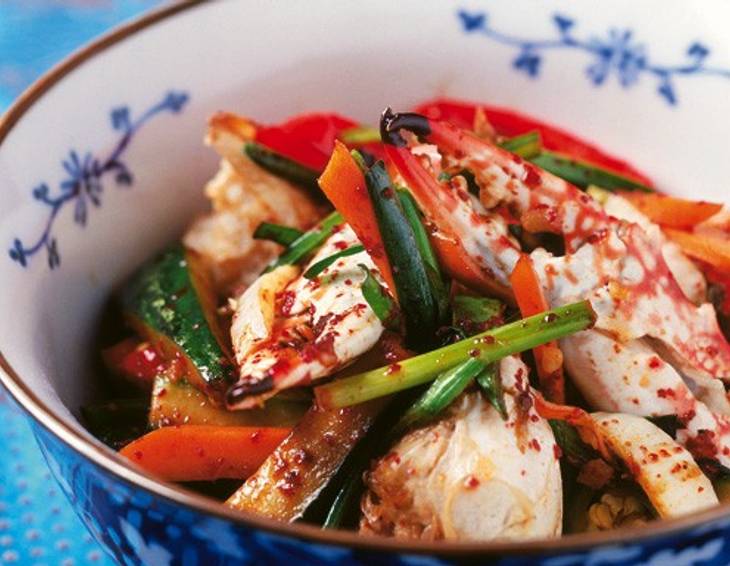 Taschenkrebs in Chilisauce nach chinesischer Art Taschenkrebs in Chilisauce nach chinesischer Art