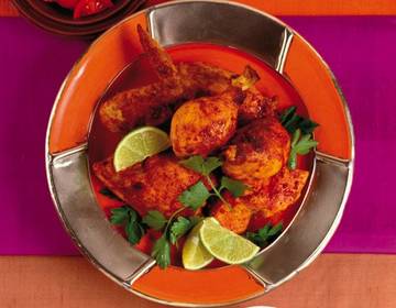 Tandoori-Huhn mit Minz-Koriander-Chutney