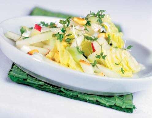 Häuptelsalat mit Kohlrabi-Apfel-Rohkost Rezept - ichkoche.de
