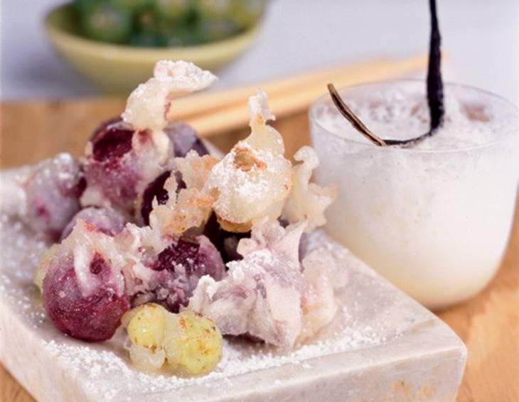 Tempura-Trauben mit Vanilleschaum Tempura-Trauben mit Vanilleschaum