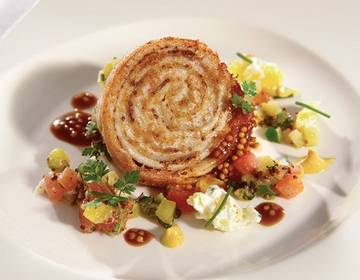 Kuttelschnecke mit Cidre-Senf-Sauce Kuttelschnecke mit Cidre-Senf-Sauce