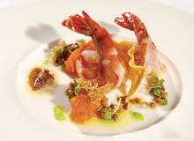 Steingarnelen mit Kürbiscreme Steingarnelen mit Kürbiscreme