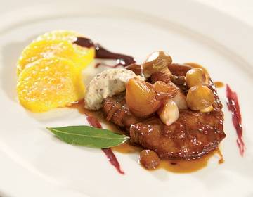 Uhudler-Rostbraten mit Polentaschnitten Uhudler-Rostbraten mit Polentaschnitten