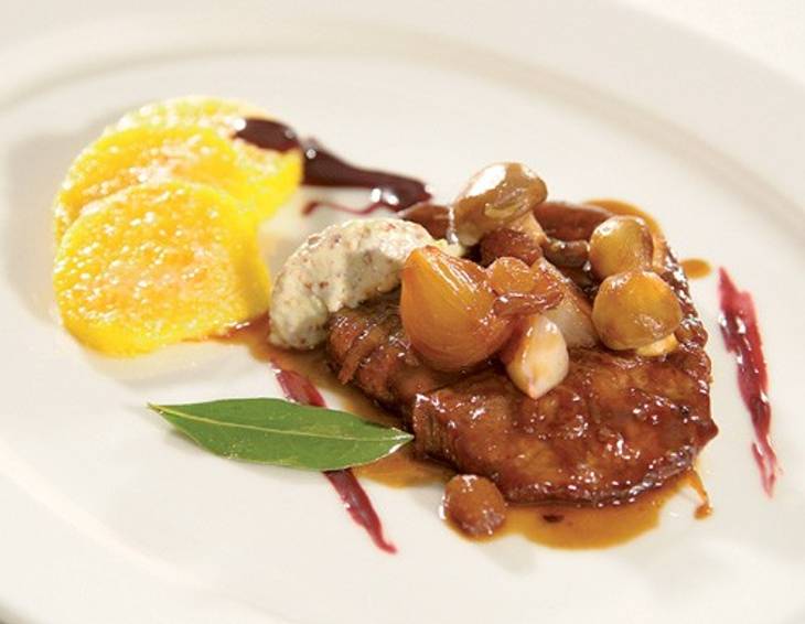Uhudler-Rostbraten mit Polentaschnitten Uhudler-Rostbraten mit Polentaschnitten