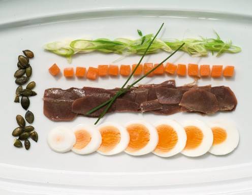 Ganslkuttelsalat mit süß-saurem Kürbis Rezept - ichkoche.de Ganslkuttelsalat mit süß-saurem Kürbis Rezept - ichkoche.de