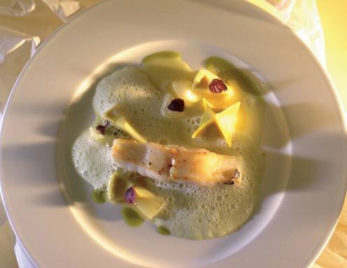 Gebratener Steinbutt auf Artischocken und Pistazienölschaum Rezept ... Gebratener Steinbutt auf Artischocken und Pistazienölschaum Rezept ...