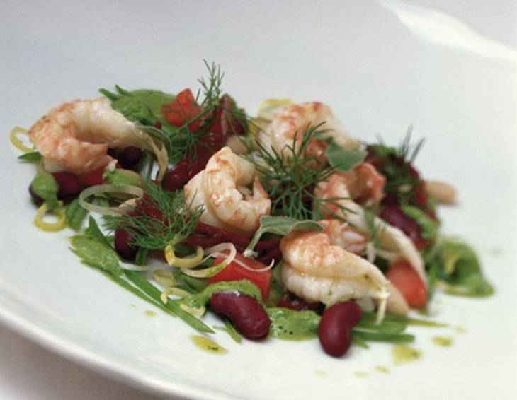 Flusskrebserl und Bohnensalat Flusskrebserl und Bohnensalat