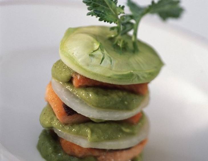 Kohlrabi-Lasagne mit Lachsforelle Kohlrabi-Lasagne mit Lachsforelle