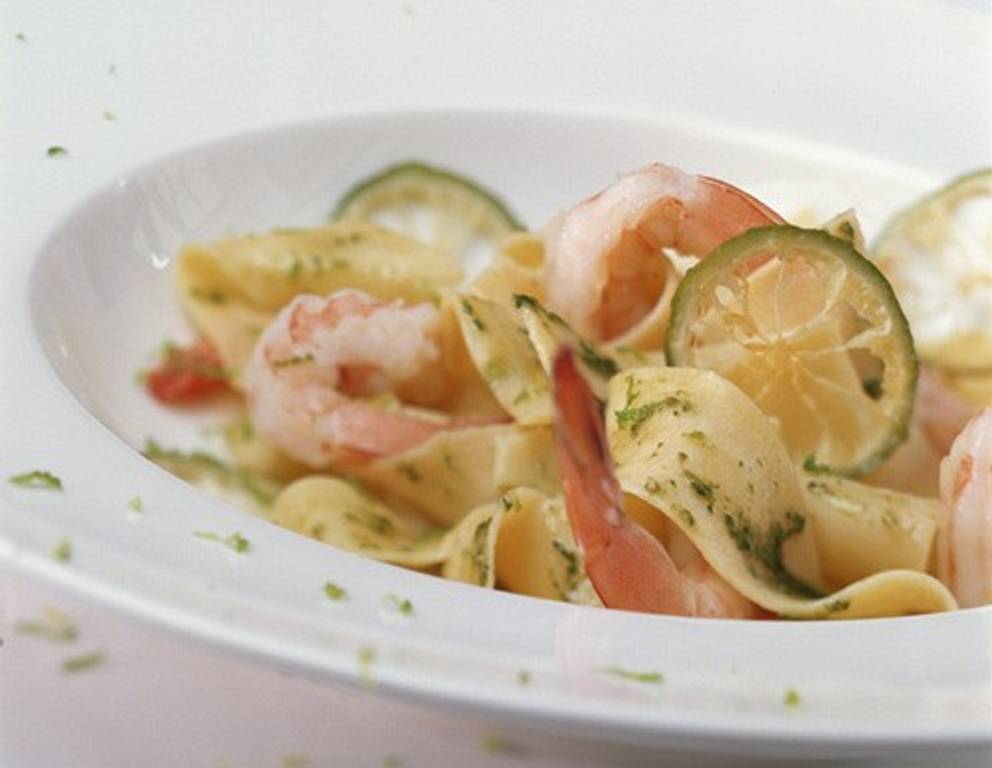 Limettenparpadelle mit Gambas