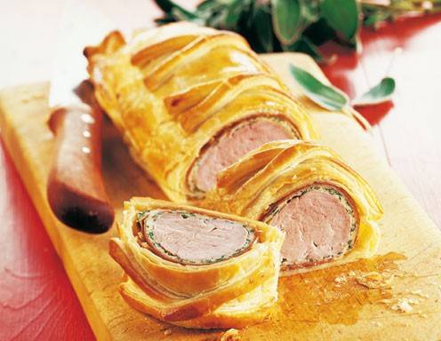 schweinefilet in blätterteig mit sauce