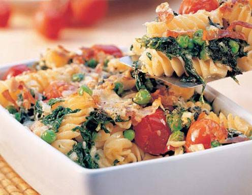 Überbackene Pasta mit Spinat Prosciutto & jungen Erbsen Rezept ... Überbackene Pasta mit Spinat Prosciutto & jungen Erbsen Rezept ...