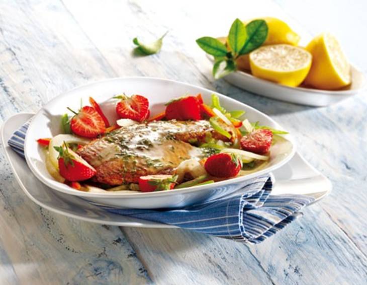 Gebackene Barramundifilets mit Whiskysauce Gebackene Barramundifilets mit Whiskysauce