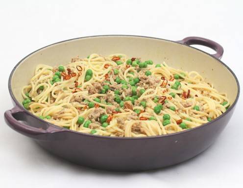 Curryfaschiertes mit Spaghetti