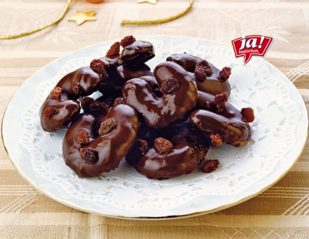 Fruchtige Kakaokipferl mit Sultaninen Fruchtige Kakaokipferl mit Sultaninen