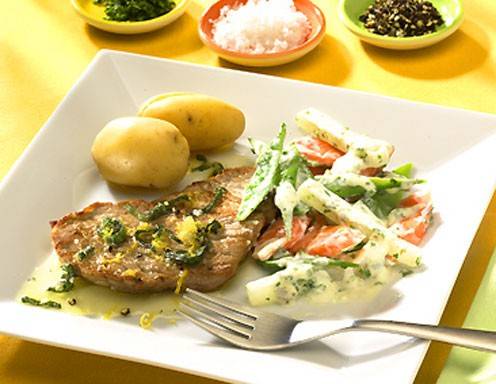 Frühlingsgemüse mit Kalbsschnitzel Rezept - ichkoche.ch Frühlingsgemüse mit Kalbsschnitzel Rezept - ichkoche.ch