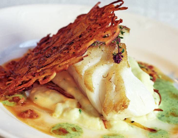 Reinankenfilet mit Kartoffelschuppen Reinankenfilet mit Kartoffelschuppen