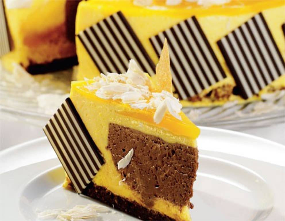 Kürbis Mango Moussetorte mit "Zottolade" Kürbis Mango Moussetorte mit "Zottolade"