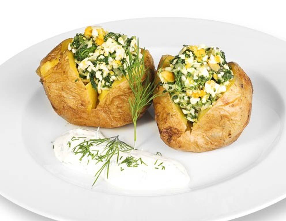 Gefüllte Erdäpfel mit Spinat und Ei Rezept - ichkoche.de
