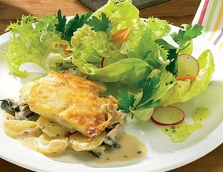 Kartoffel-Gratin mit Waldpilzen