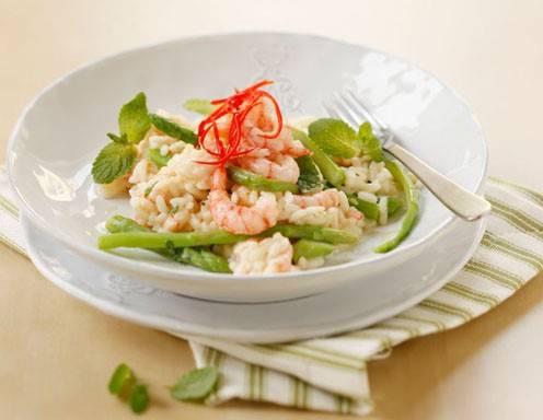 Spargelrisotto mit Shrimps Rezept - ichkoche