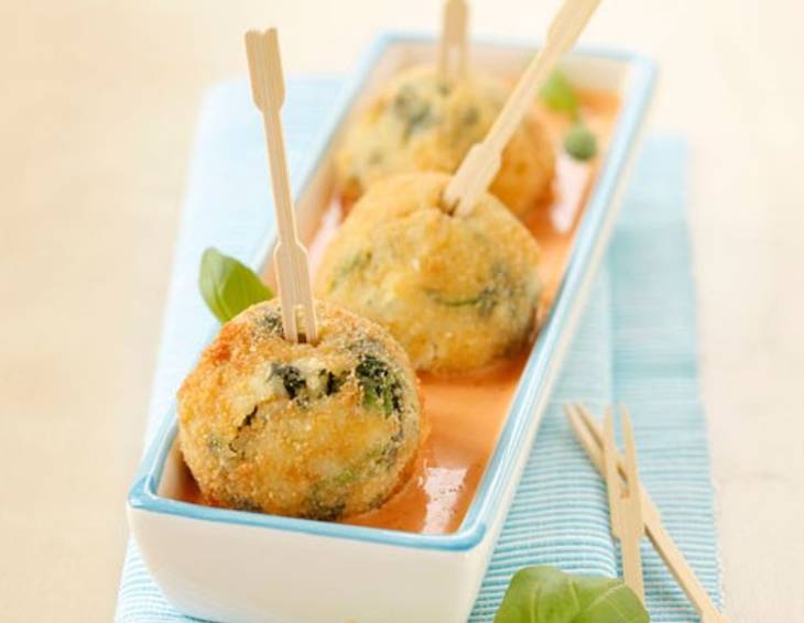 Gebackene Blattspinat-Risottoknödel Gebackene Blattspinat-Risottoknödel