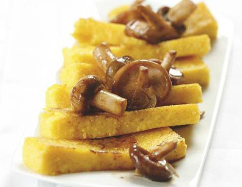 Süß- Saure Champignons auf Polenta