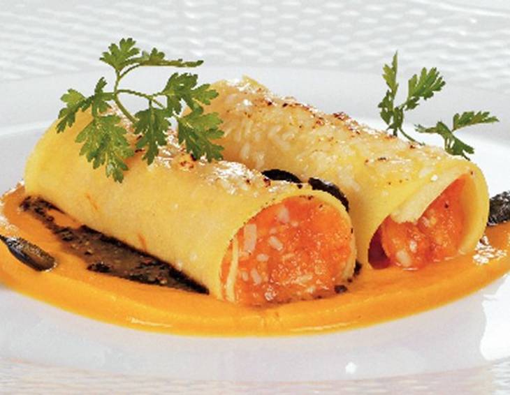 Kürbis-Cannelloni mit Räucherforelle Kürbis-Cannelloni mit Räucherforelle