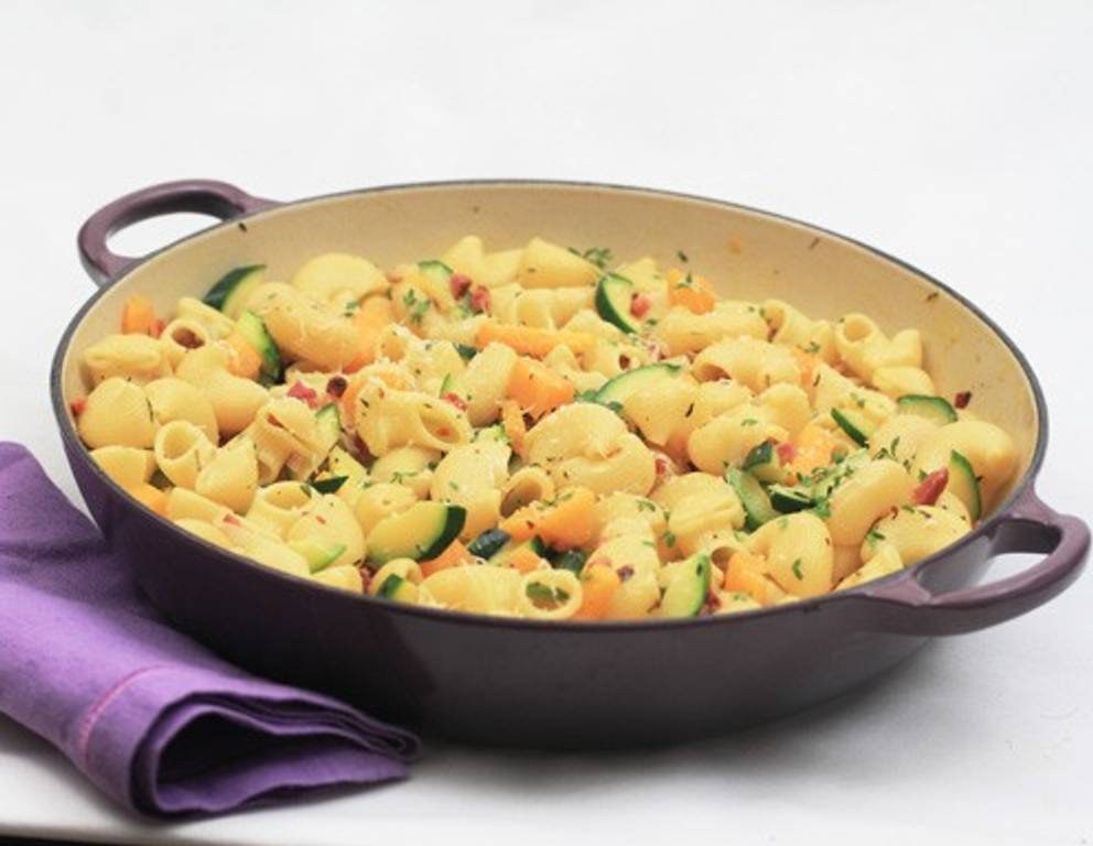 Pasta Carbonara mit Kürbis und Zucchini Pasta Carbonara mit Kürbis und Zucchini