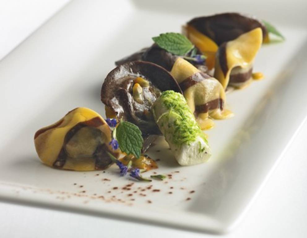 Schokolade-Ravioli mit Mango Schokolade-Ravioli mit Mango