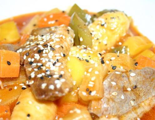 Entengnocchi mit süß-saurem Gemüse Rezept - ichkoche