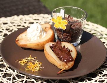 Gegrillte Birne mit Schokolade Gegrillte Birne mit Schokolade