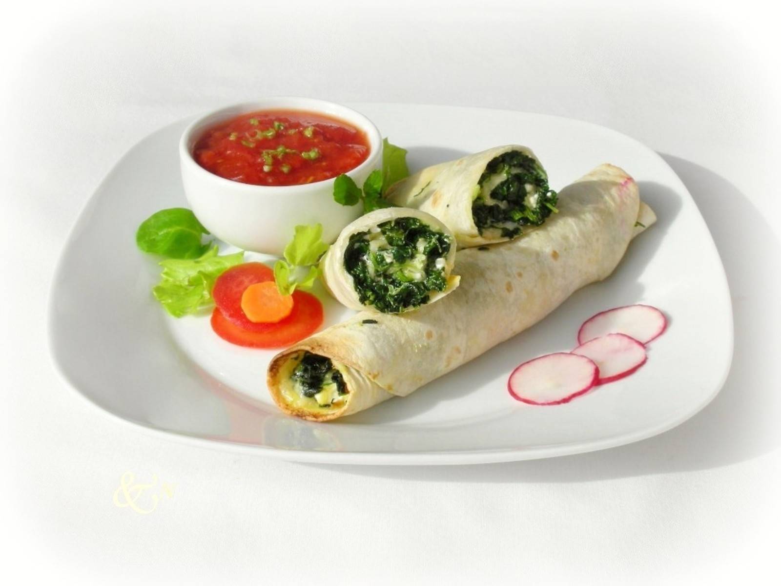 Wraps mit Spinat-Füllung