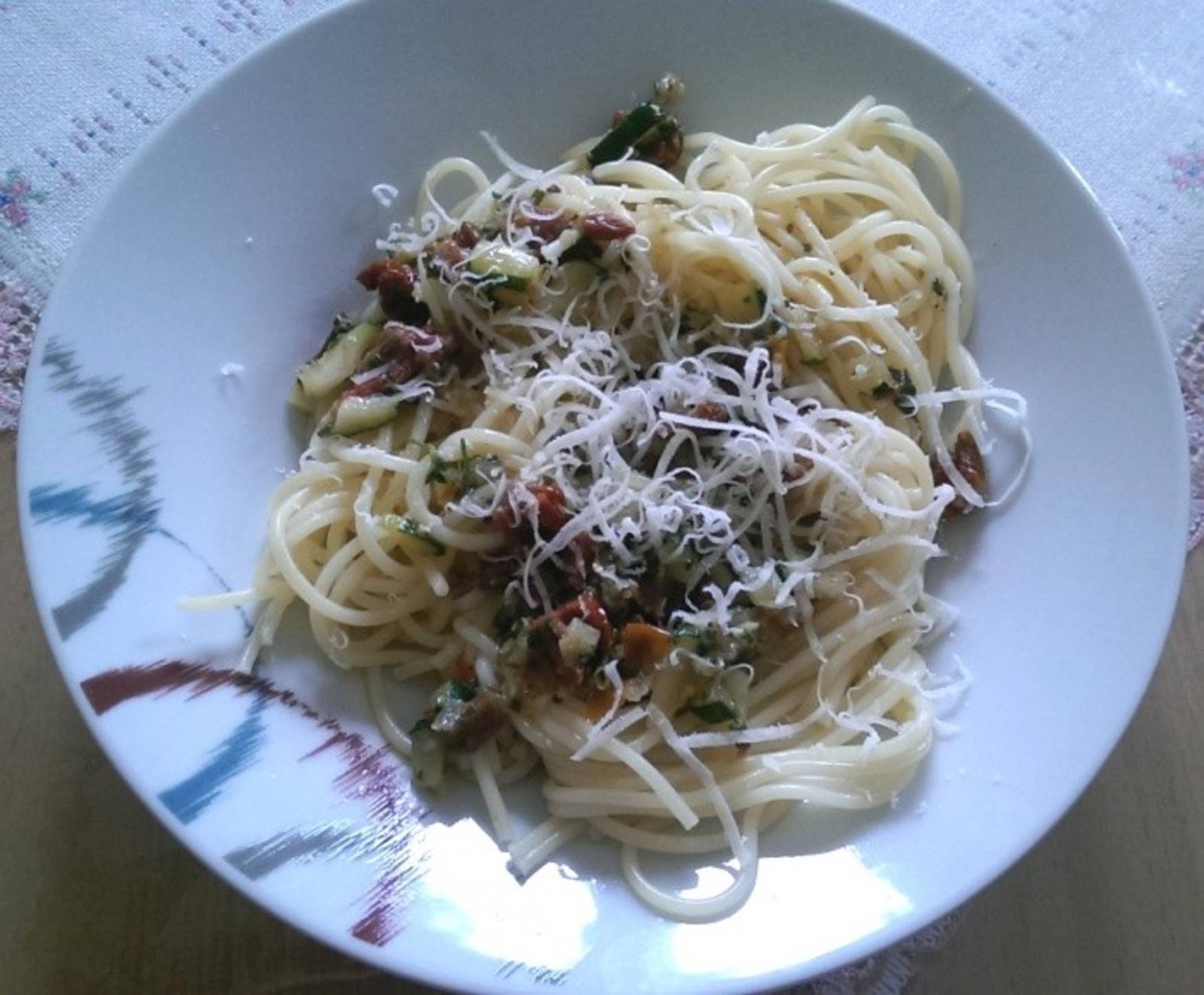 Spaghetti mit getrockneten Tomaten und Zucchini Rezept - ichkoche.ch