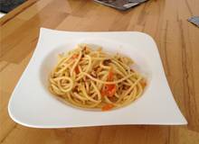Spaghetti Carbonara mit Gemüse