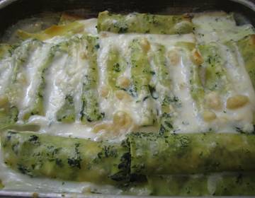 Cannelloni mit Bärlauch-Ricotta-Lachs Fülle