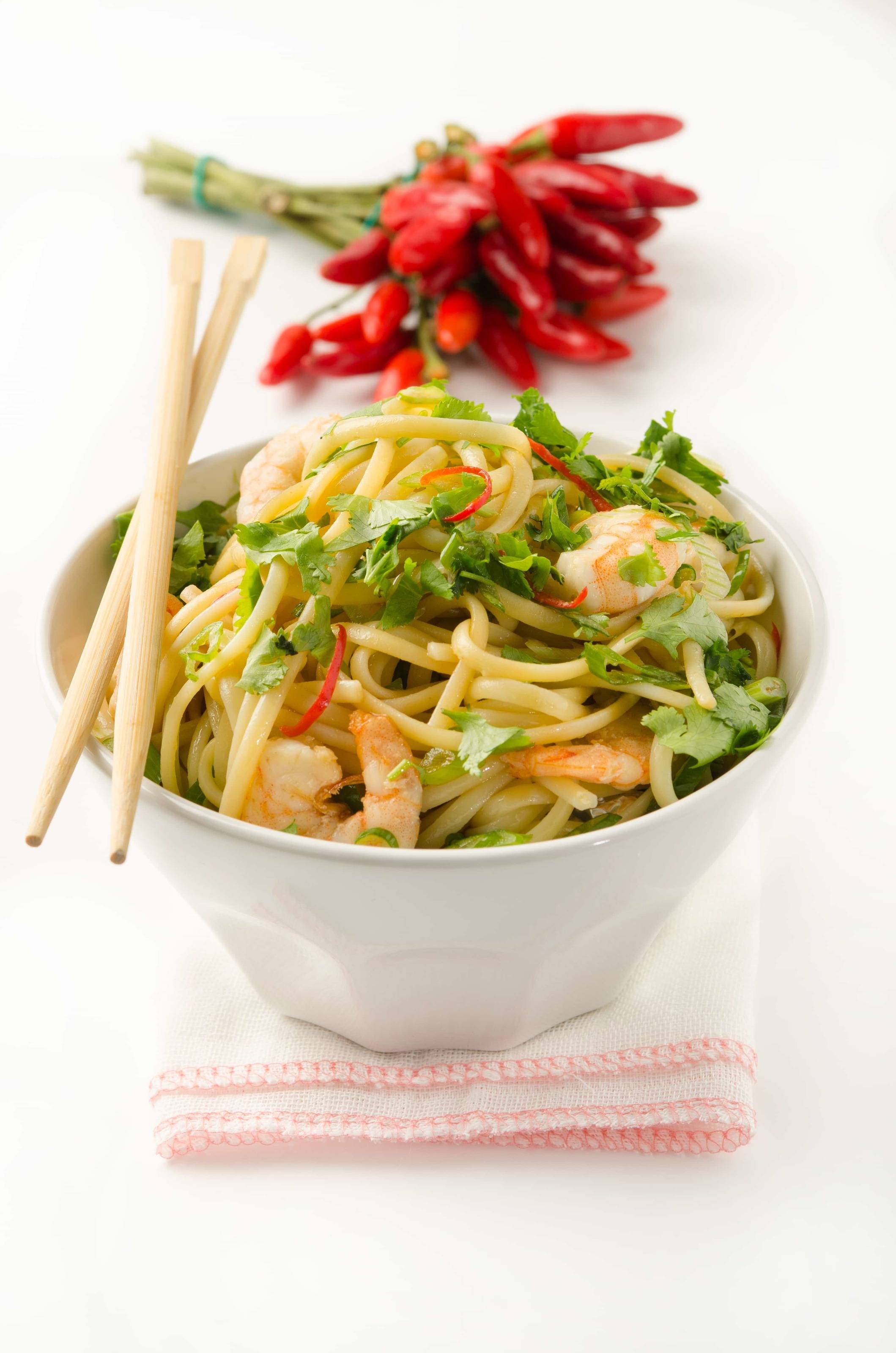 Spaghetti mit Garnelen und Knoblauch-Chili-Öl