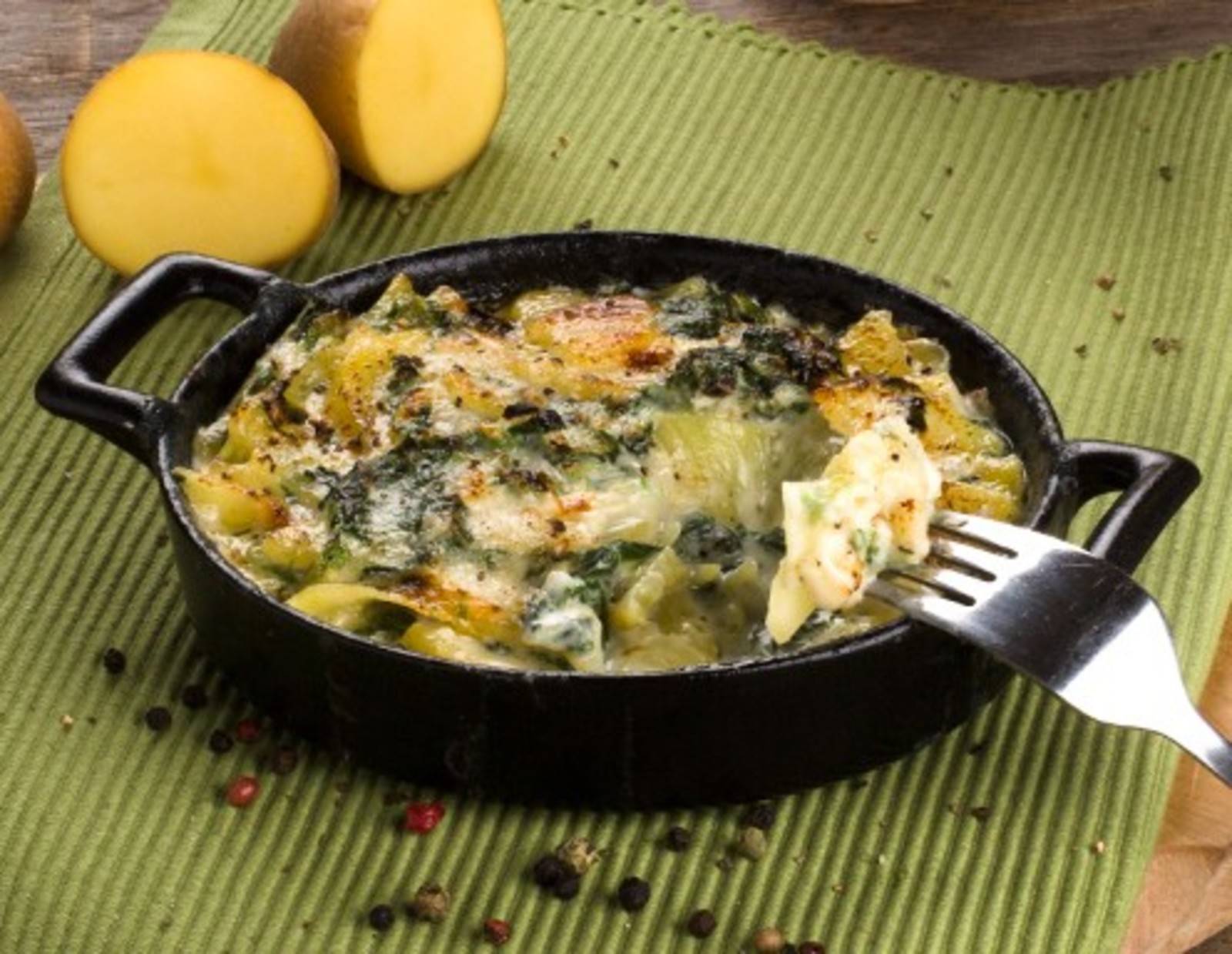 Kartoffelgratin mit Spinat Rezept