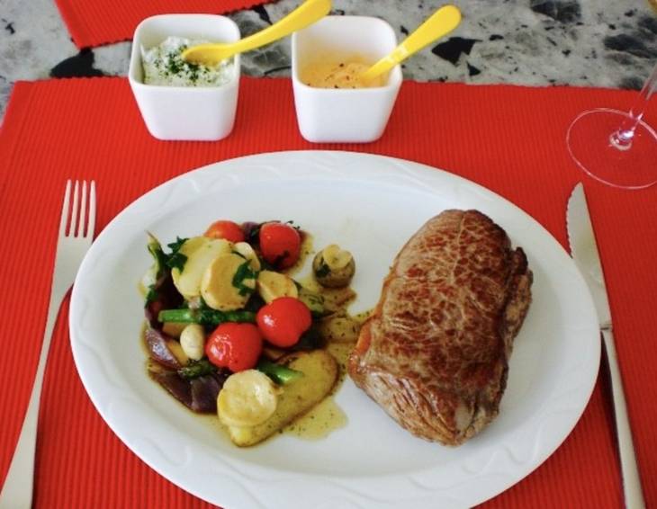 Entrecôte mit Pfannengemüse