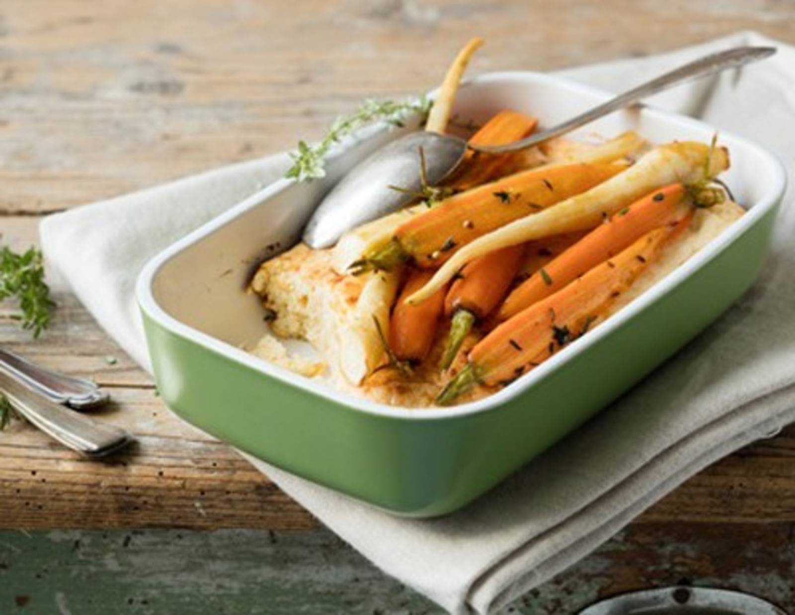 Grießauflauf mit gebratenem Gemüse Rezept