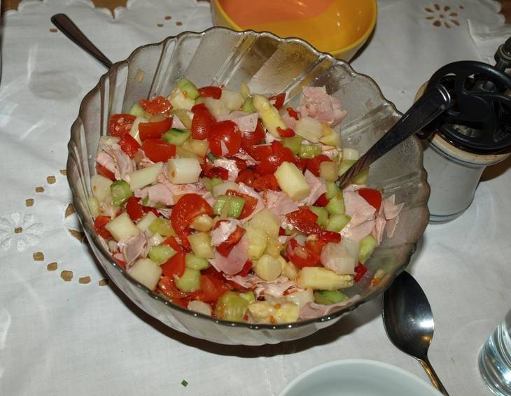 Spargelsalat mit Schinken