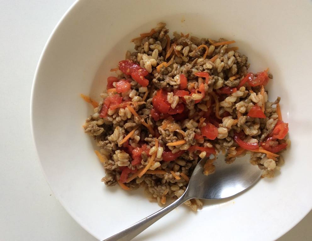 Reispfanne mit Faschiertem und Gemüse Reispfanne mit Faschiertem und Gemüse