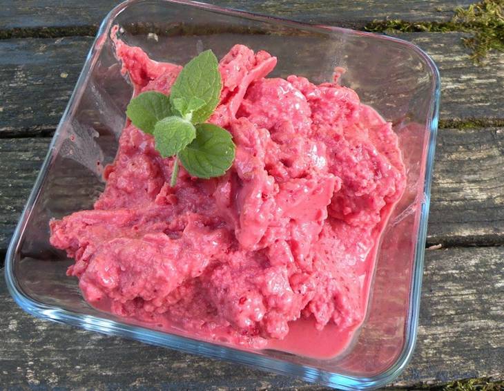Erdbeereis mit Minze Erdbeereis mit Minze