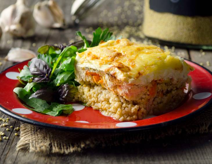 Hirselasagne mit Lachs Hirselasagne mit Lachs
