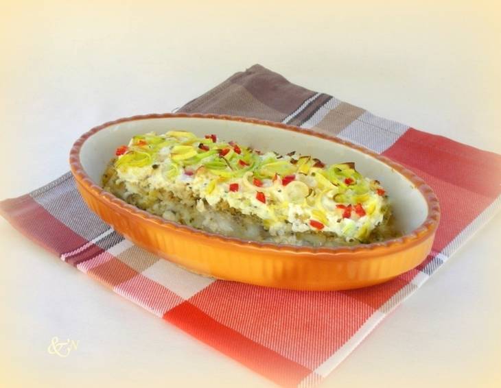 Fischgratin mit Lauchcreme