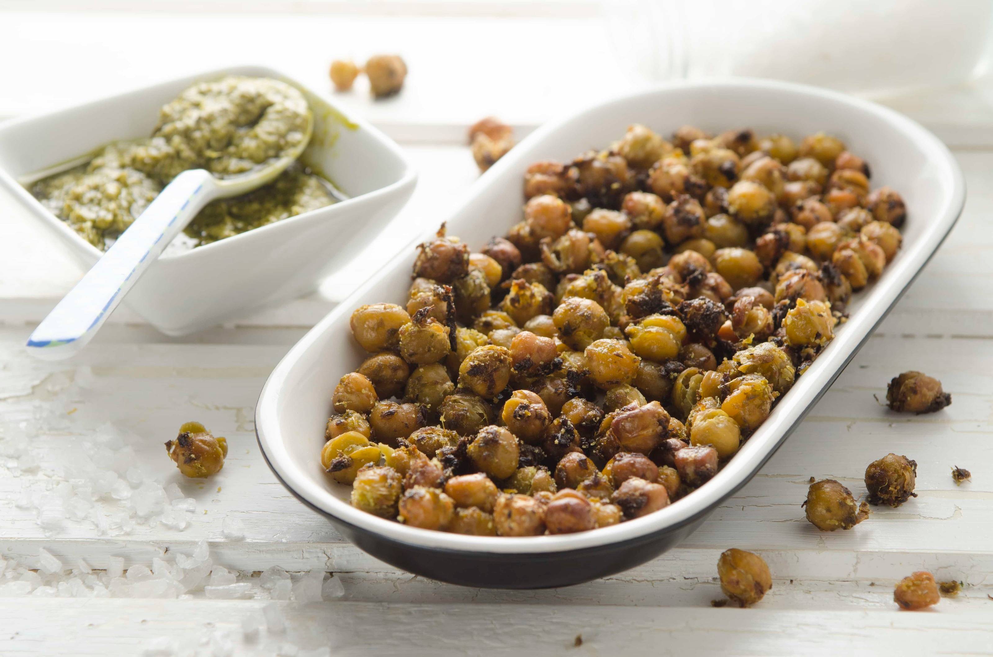 Knusprige Kichererbsen mit Pesto Rezept