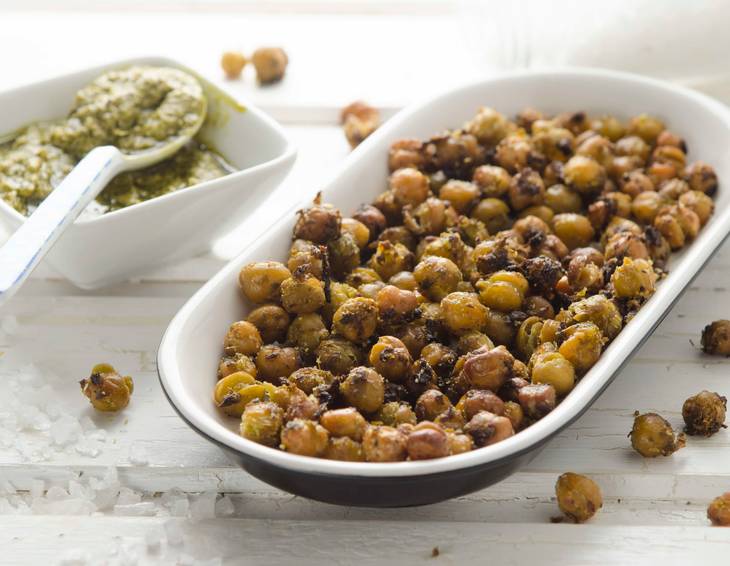 Knusprige Kichererbsen mit Pesto Knusprige Kichererbsen mit Pesto