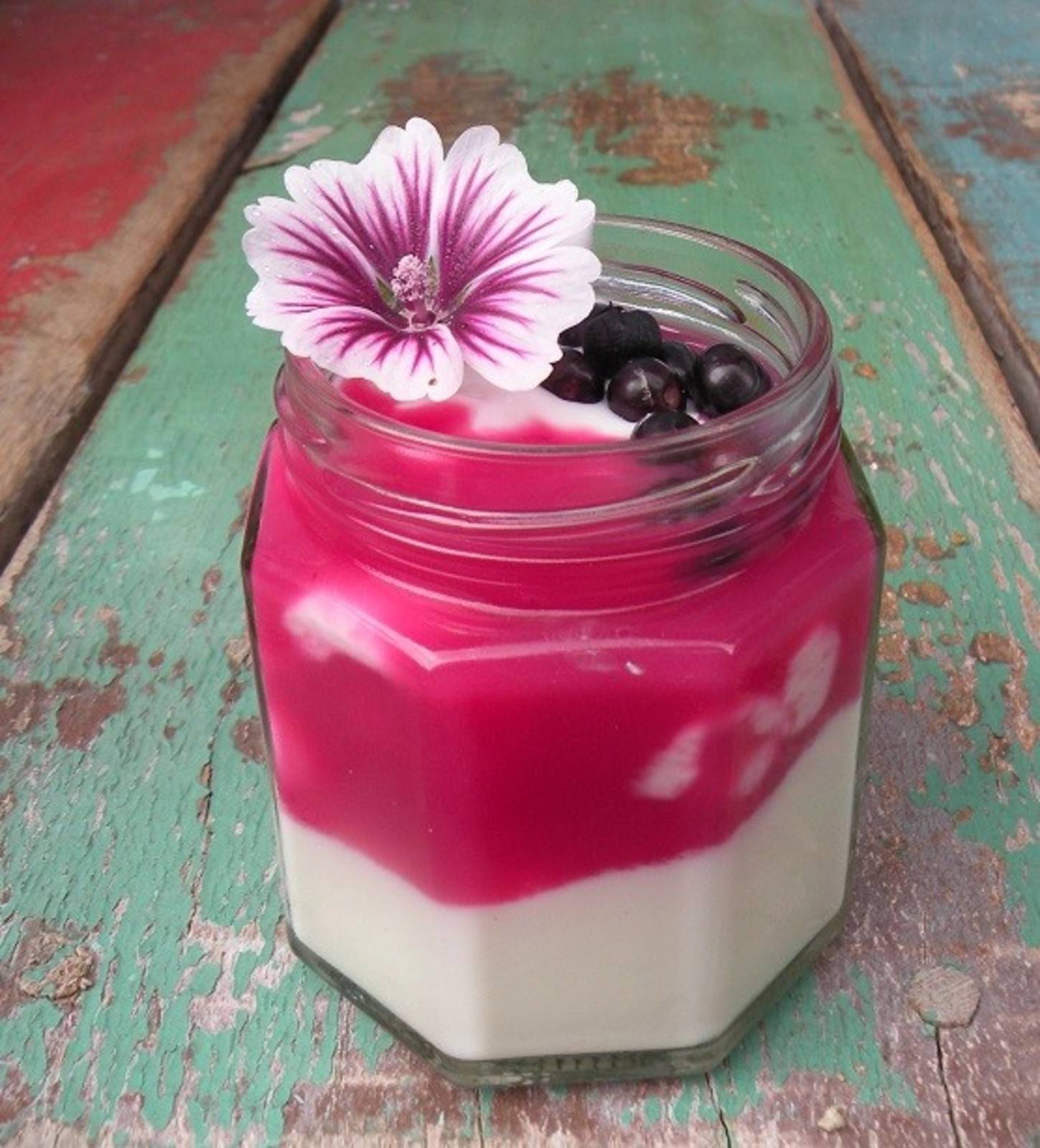 Joghurt mit Felsenbirnen-Püree